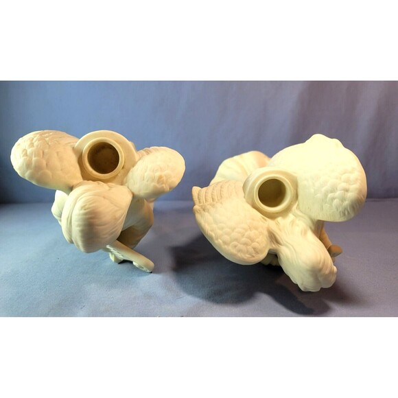 Angels Candle Holders Set of 3 PARTYLITE White w/Harp & Lute 1980s Mantel Decor - Picture 10 of 15